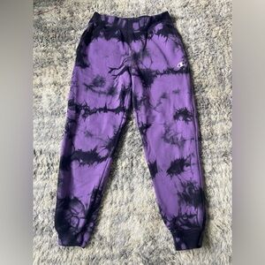 Champion Black and Purple Tie-dye Sweat Pants